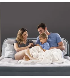 Intex Campeggio|Materasso matrimoniale autogonfiante "dura-beam pillow ultra push" colore grigio chiaro e pompa elettrica inclusa 152x236x86 cm - cod 64448nd