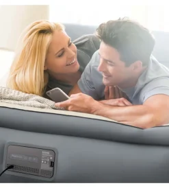Campeggio-Intex Materasso matrimoniale autogonfiante "airbed dura-beam premaire ii" colore beige con connessione bluetooth, 152x203x46 cm - cod. 64926nd