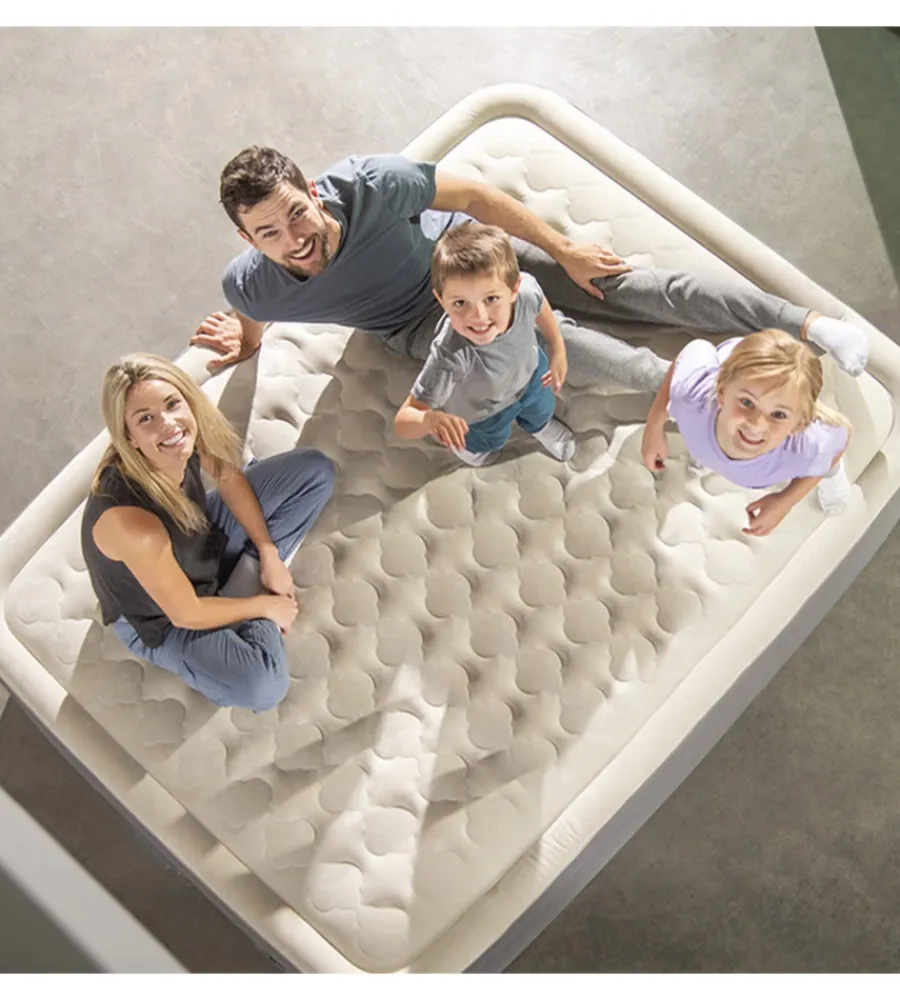 Campeggio-Intex Materasso matrimoniale autogonfiante "airbed dura-beam premaire ii" colore beige con connessione bluetooth, 152x203x46 cm - cod. 64926nd
