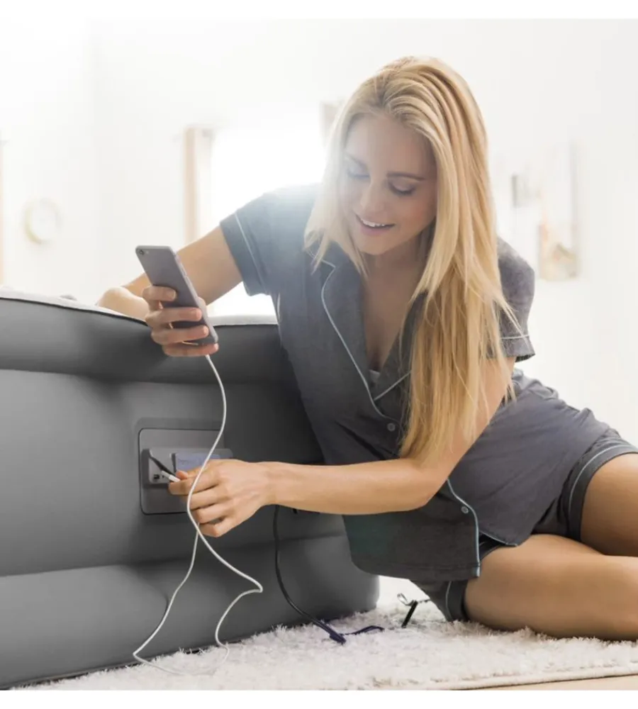Campeggio-Intex Materasso matrimoniale autogonfiante "airbed dura-beam premaire ii" colore beige con connessione bluetooth, 152x203x46 cm - cod. 64926nd