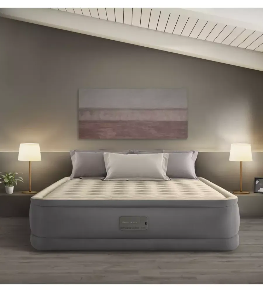 Campeggio-Intex Materasso matrimoniale autogonfiante "airbed dura-beam premaire ii" colore beige con connessione bluetooth, 152x203x46 cm - cod. 64926nd