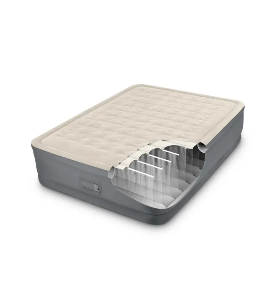 Campeggio-Intex Materasso matrimoniale autogonfiante "airbed dura-beam premaire ii" colore beige con connessione bluetooth, 152x203x46 cm - cod. 64926nd