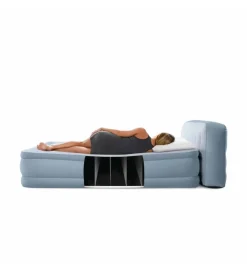 Campeggio-Intex Materasso matrimoniale gonfiabile "plush headboard" azzurro con poggiatesta 152x203x86 cm - cod. 64450nd
