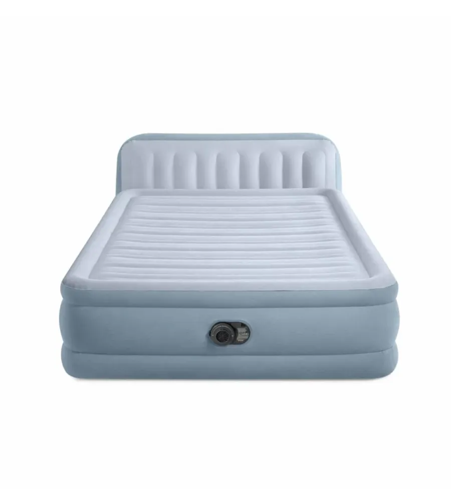 Campeggio-Intex Materasso matrimoniale gonfiabile "plush headboard" azzurro con poggiatesta 152x203x86 cm - cod. 64450nd