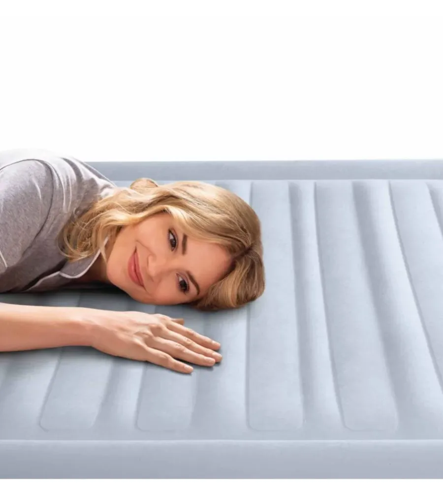 Campeggio-Intex Materasso matrimoniale gonfiabile "plush headboard" azzurro con poggiatesta 152x203x86 cm - cod. 64450nd