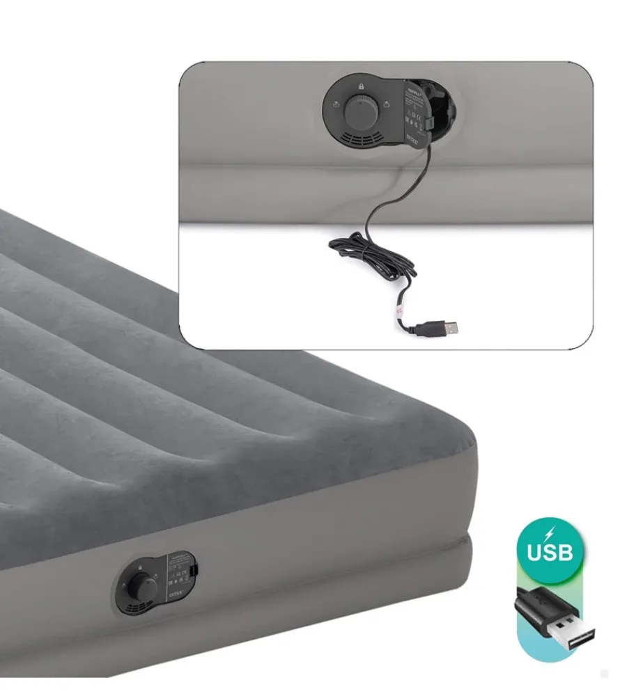 Online Materasso matrimoniale gonfiabile "airbed dura-beam prestige mid-rise" con pompa usb incorporata grigio 152x203x30 cm - cod. 64114 Campeggio