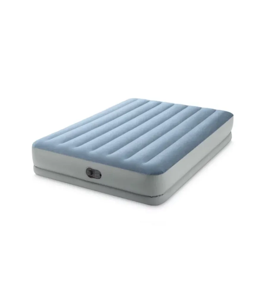 Campeggio-Intex Materasso matrimoniale gonfiabile "airbed dura-beam mid-rise comfort" con pompa usb azzurro chiaro 152x203x36 cm - cod. 64159