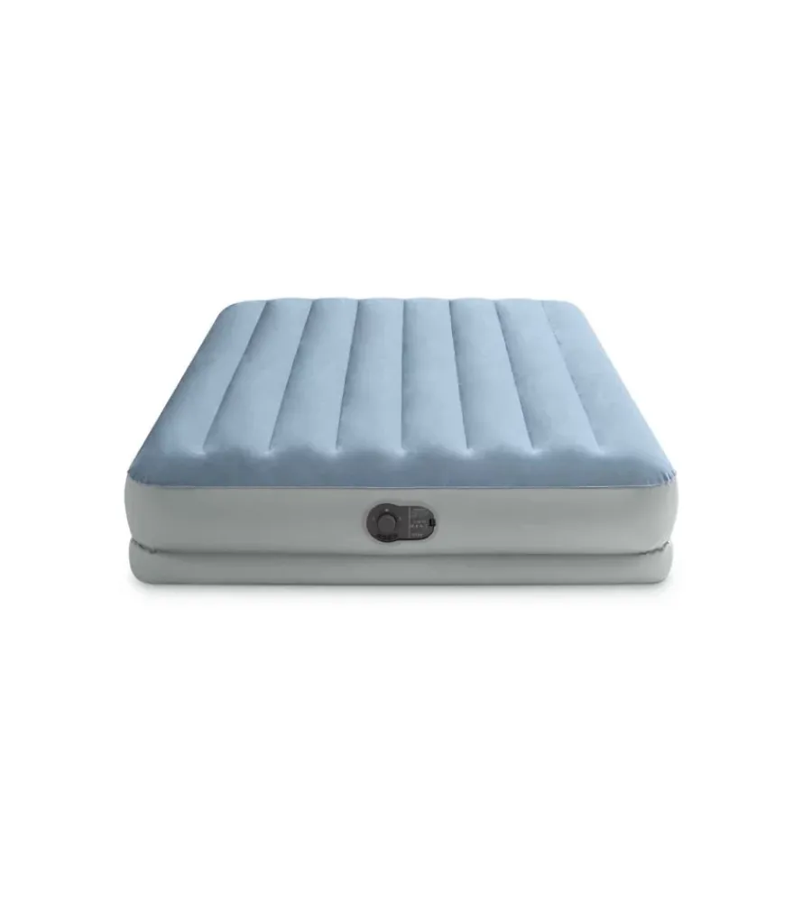 Campeggio-Intex Materasso matrimoniale gonfiabile "airbed dura-beam mid-rise comfort" con pompa usb azzurro chiaro 152x203x36 cm - cod. 64159