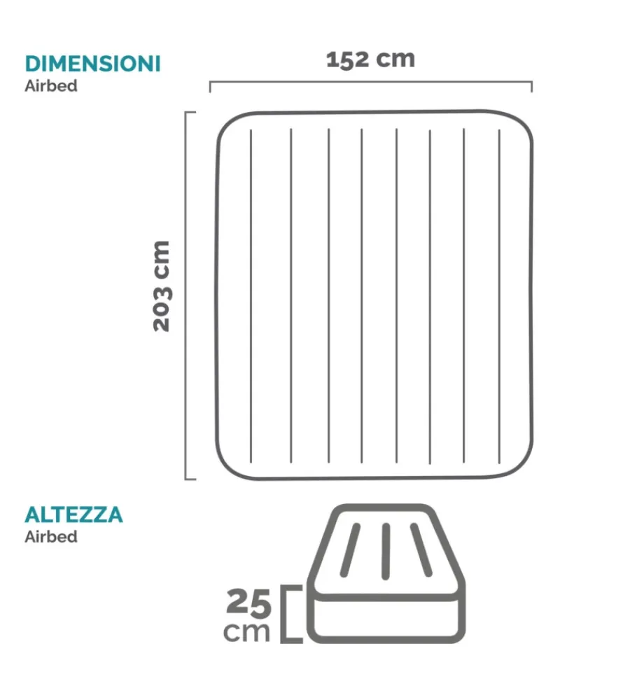 Campeggio-Intex Materasso matrimoniale gonfiabile "airbed dura-beam standard prestige downy" colore blu, 152x203x25 cm - cod. 64759