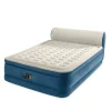New Materasso matrimoniale gonfiabile "silky bed" beige e blu con testiera e pompa elettrica integrata 229x152x79 cm - cod. 64460nd Campeggio