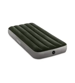 Campeggio-Intex Materasso mezza piazza gonfiabile "airbed dura-beam standard downy" con pompa a pedale verde 76x191x25 cm - cod. 64760