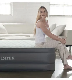 Campeggio-Intex Materasso piazza e mezza autogonfiante "airbed dura-beam premaire i" colore grigio chiaro con pompa integrata, 137x191x46 - cod. 64904nd