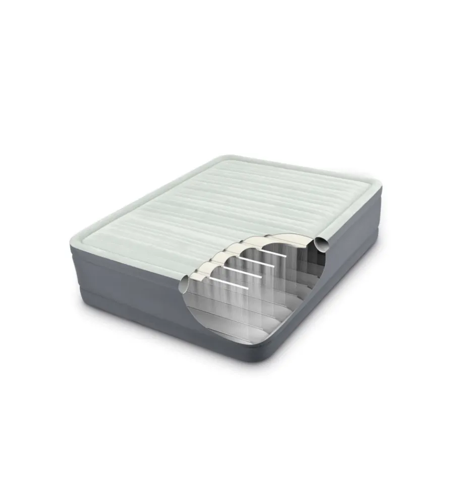 Campeggio-Intex Materasso piazza e mezza autogonfiante "airbed dura-beam premaire i" colore grigio chiaro con pompa integrata, 137x191x46 - cod. 64904nd