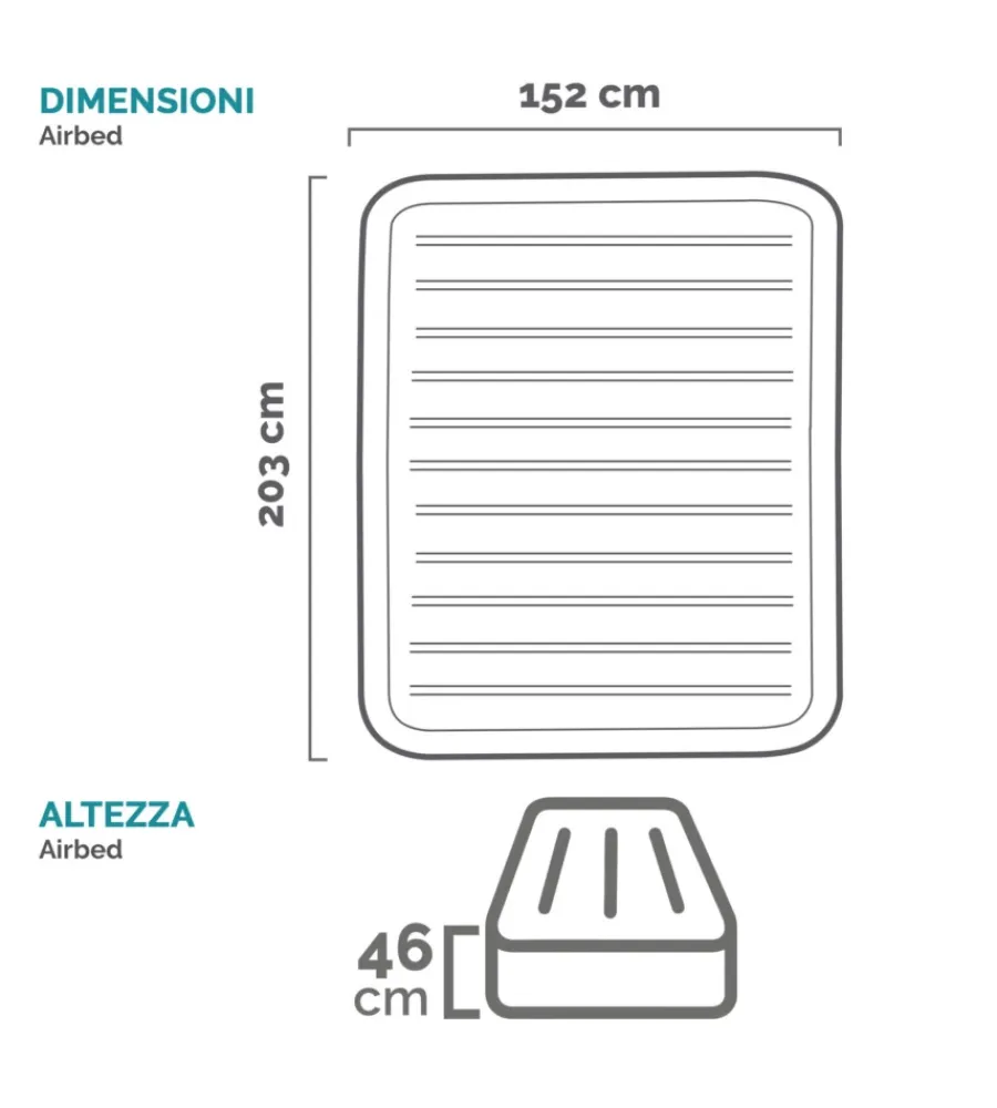 Campeggio-Intex Materasso piazza e mezza autogonfiante "airbed dura-beam premaire i" colore grigio chiaro con pompa integrata, 137x191x46 - cod. 64904nd