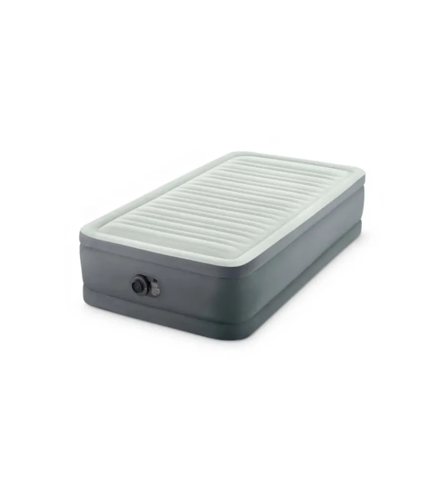 Intex Campeggio|Materasso singolo autogonfiante "airbed dura-beam premaire i" colore grigio chiaro e pompa integrata, 99x191x46 cm - cod. 64902nd