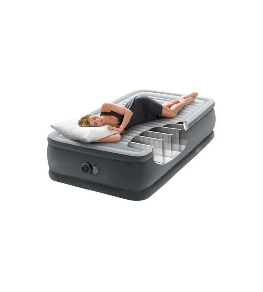 Campeggio-Intex Materasso singolo autogonfiante "airbed dura-beam comfort-plush elevated" colore grigio chiaro, 99x191x46 cm - cod. 64412nd