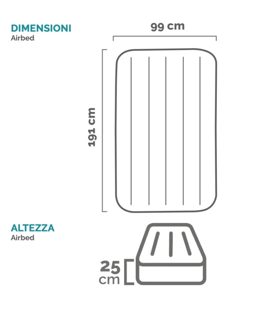 Hot Materasso singolo autogonfiante "airbed dura-beam pillow rest classic" colore blue scuro, 99x191x25 cm - cod. 64146nd Campeggio