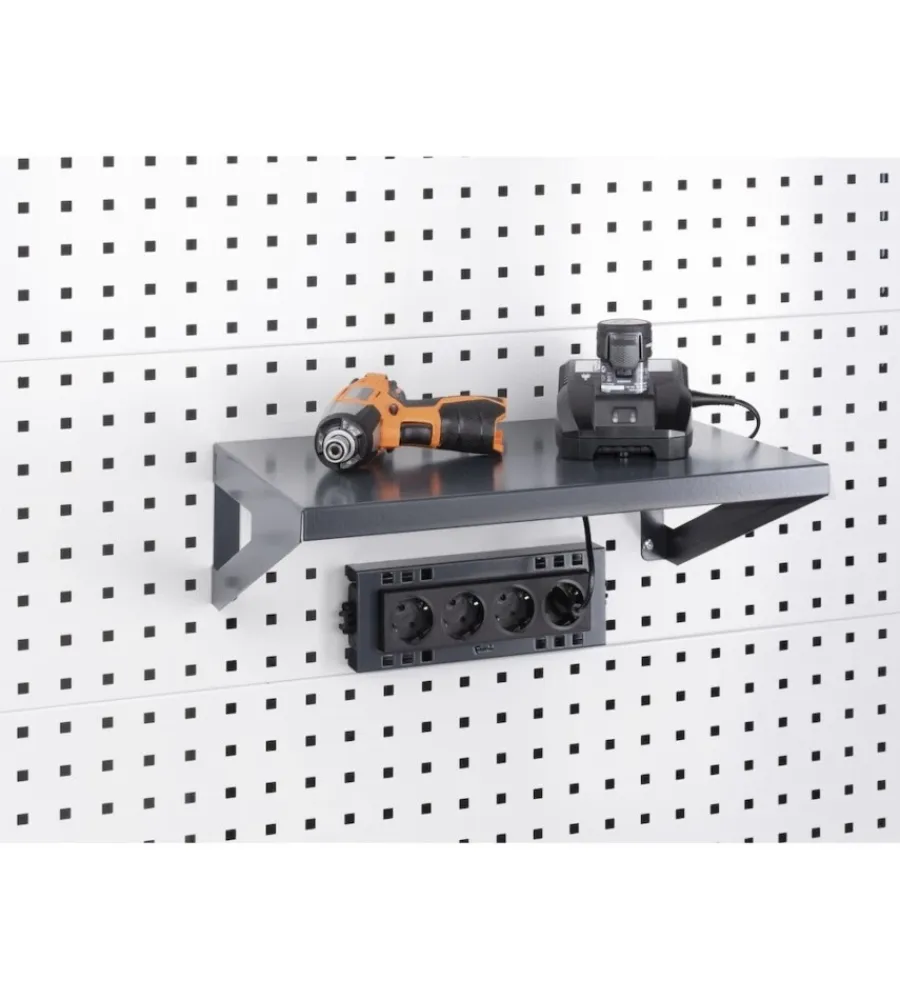 Officina E Garage- Mensola reverisibile fami "piccola" per pannello foro quadro in acciaio antracite 30 cm