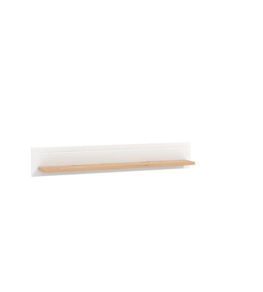 BellaHome Pareti Soggiorno E Porta Tv|Mensola "vigo" bianco e quercia, 146x19,5x24 cm
