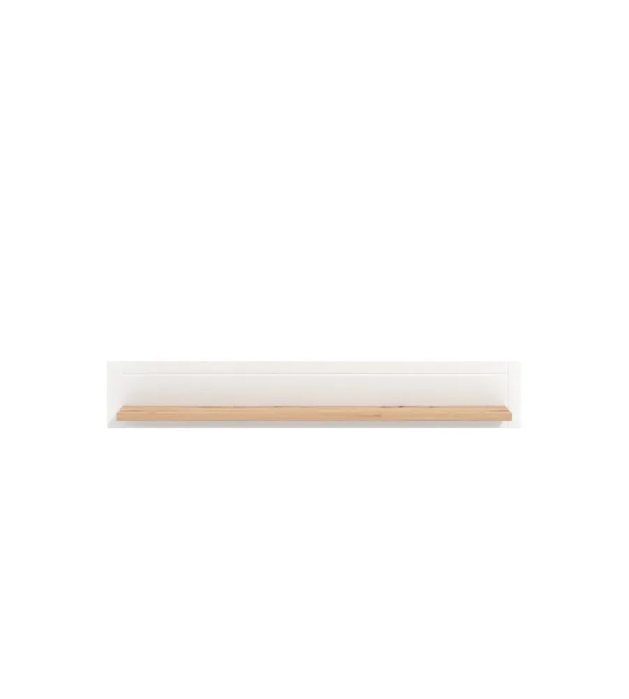 BellaHome Pareti Soggiorno E Porta Tv|Mensola "vigo" bianco e quercia, 146x19,5x24 cm