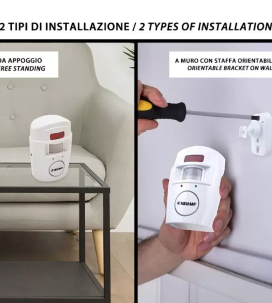 Velamp Allarmi|Mini allarme velam con rilevatore di presenza e 2 telecamere