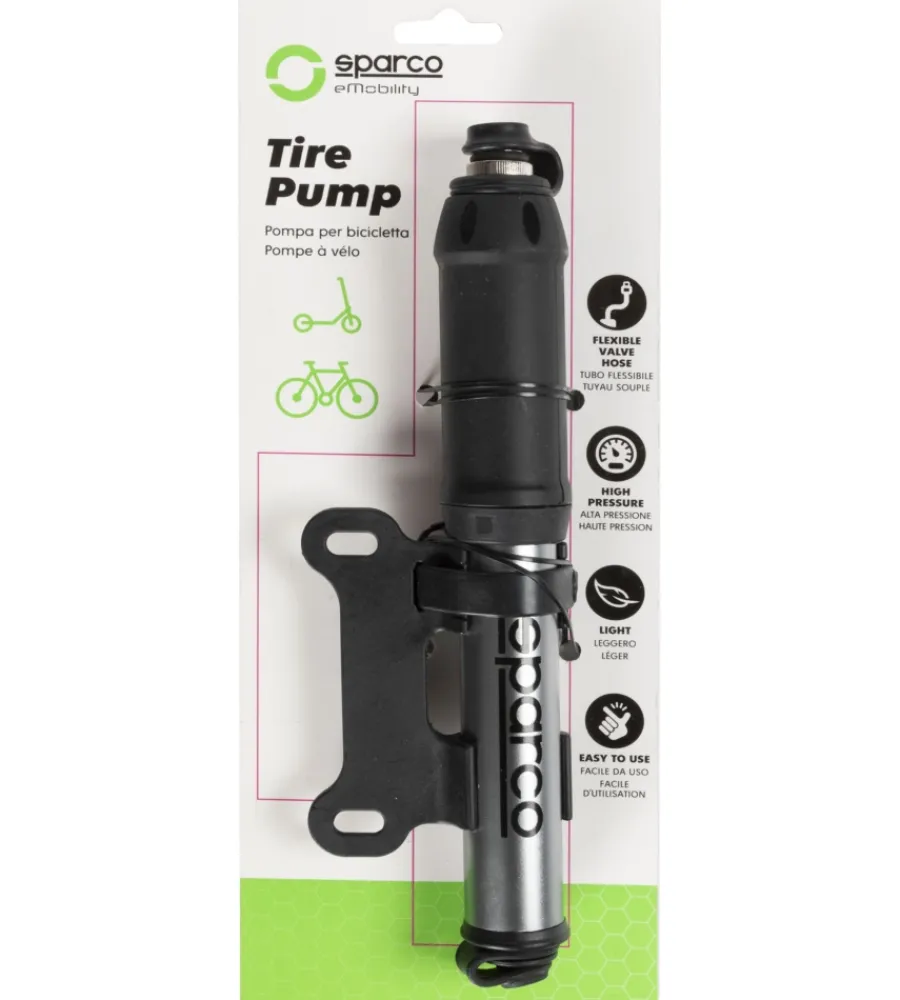 Sparco Bici|Mini pompa per bicicletta in alluminio grigio