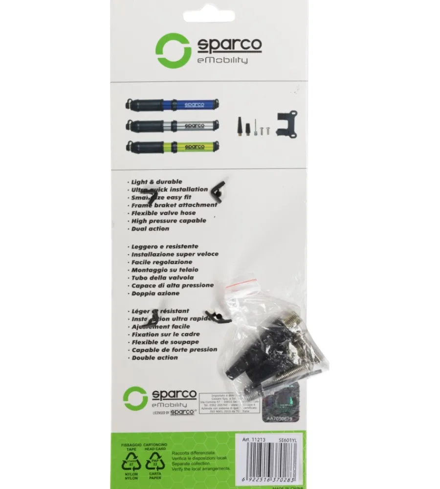 Bici-Sparco Mini pompa per bicicletta in alluminio gialla