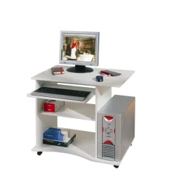 Scrivanie E Cassettiere|Mini ufficio con ruote bianco, 80x75x50 cm