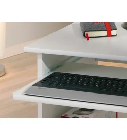 Scrivanie E Cassettiere|Mini ufficio con ruote bianco, 80x75x50 cm