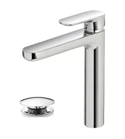 Rubinetti Bagno- Miscelatore monocomando lavabo alto serie kreo con scarico clic clac.