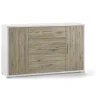 Credenze E Buffet-Sarmog Mobile 2 ante 4 cassetti bianco e rovere 137x84x41 cm