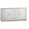 Sarmog Credenze E Buffet|Mobile 2 ante 4 cassetti bianco e cemento, 174x84x41 cm