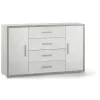 Credenze E Buffet-Sarmog Mobile 2 ante 4 cassetti bianco e cemento, 137x84x41 cm