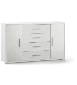 Credenze E Buffet-Sarmog Mobile 2 ante 4 cassetti bianco, 137x84x41 cm