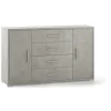 Credenze E Buffet-Sarmog Mobile 2 ante 4 cassetti cemento, 137x84x41 cm