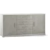 Mobile 2 ante 4 cassetti cemento e bianco, 174x84x41 cm Credenze E Buffet