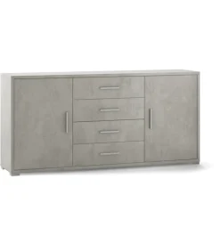 Online Mobile 2 ante 4 cassetti finitura cemento, 174x84x41 cm Credenze E Buffet