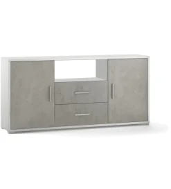 Clearance Mobile 2 ante 2 cassetti finitura ossido bianco cemento Credenze E Buffet