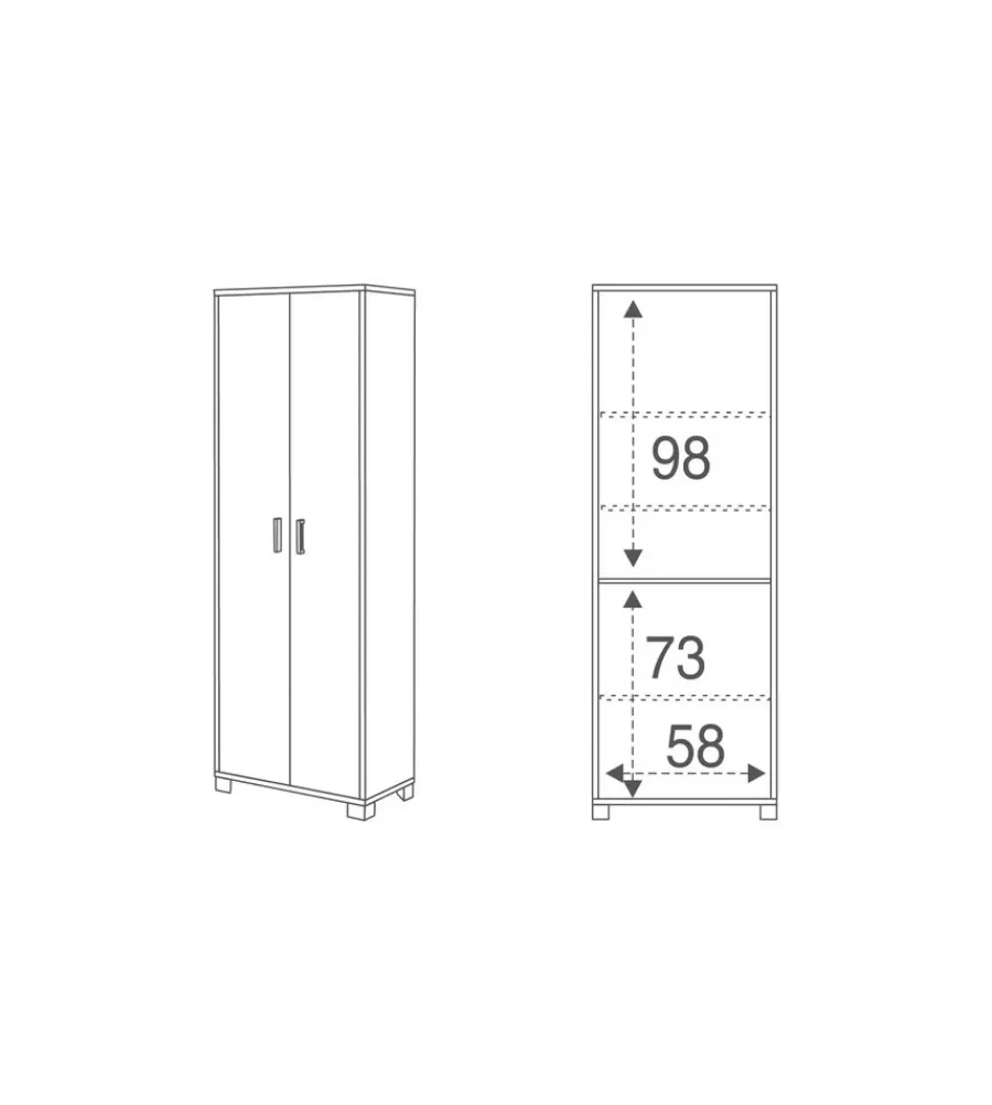 Mobili Multiuso-Sarmog Mobile 2 ante bianco fiammato, 63x183x34 cm