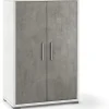 Sarmog Mobili Multiuso|Mobile 2 ante bianco ossido e cemento, 71x41x110 cm