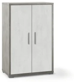 Sarmog Mobili Multiuso|Mobile 2 ante cemento e ossido bianco, 71x41x110 cm
