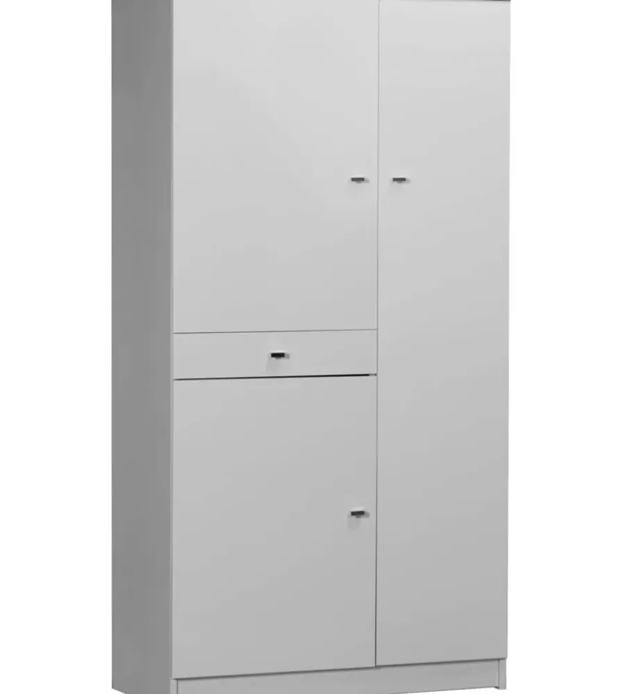 Mobili Multiuso-Sarmog Mobile 3 ante e 1 cassetto bianco lucido, 77x147x 34 cm