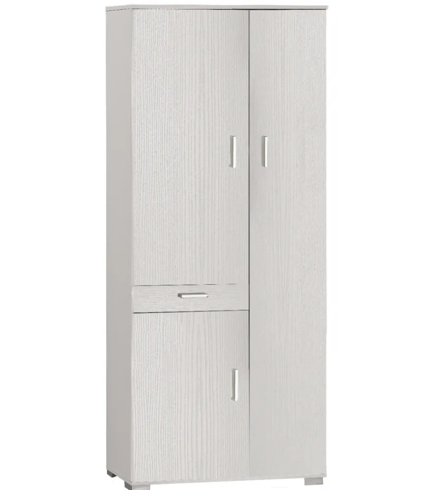 Mobili Multiuso-Sarmog Mobile 3 ante e 1 cassetto bianco fiammato, 76,8x34,3x179 cm