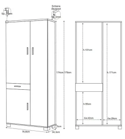Mobili Multiuso-Sarmog Mobile 3 ante e 1 cassetto bianco  fiammato, 76,8x34,3x179 cm