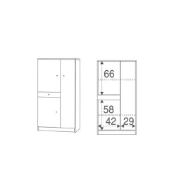 Clearance Mobile 3 ante e 1 cassetto bianco, 77x147x34 cm Mobili Multiuso