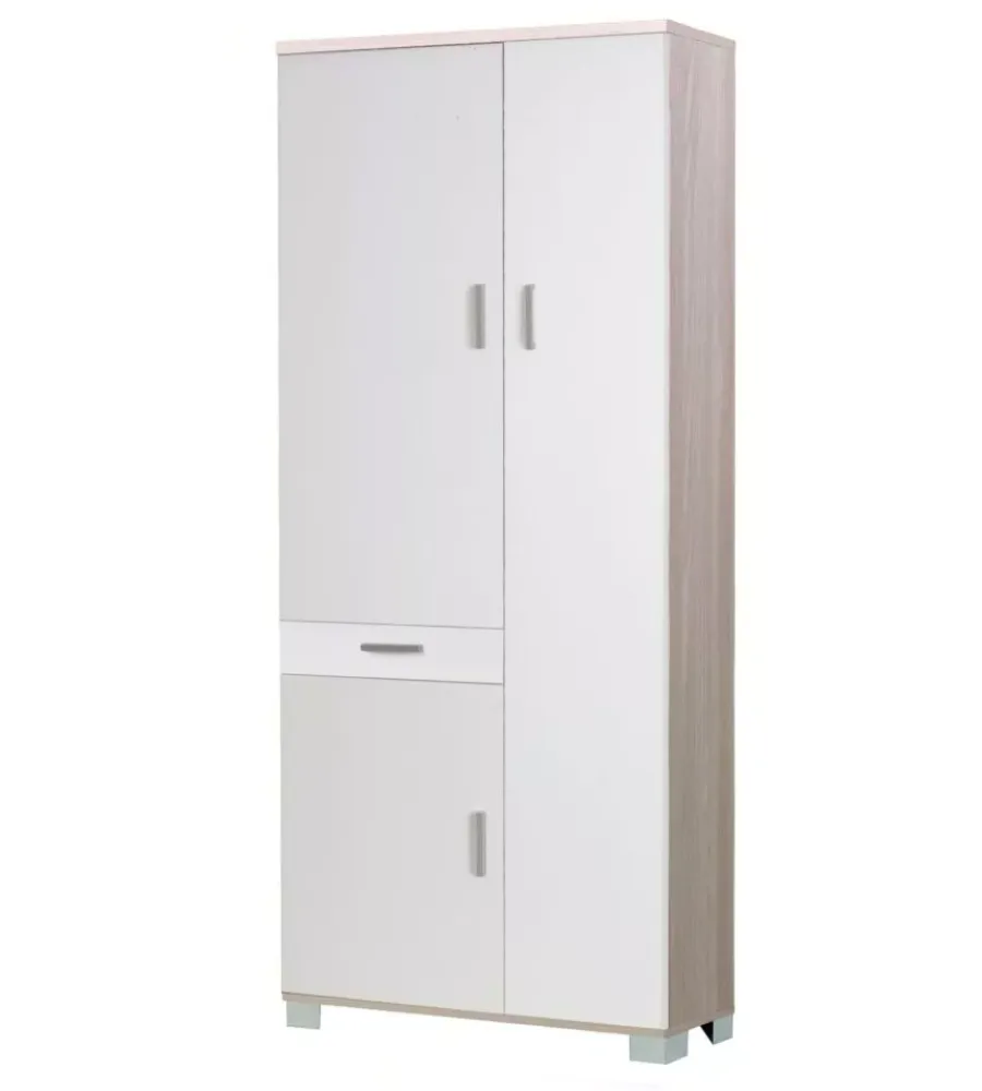 Mobili Multiuso-Sarmog Mobile 3 ante e 1 cassetto olmo e bianco, 77x179x34 cm