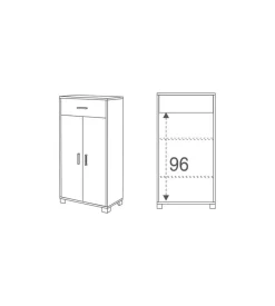 Sarmog Mobili Multiuso|Mobile 2 ante e 1 cassetto bianco, 63x124x34 cm