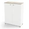 Credenze E Buffet- Mobile 2 ante "izzy" bianco opaco e quercia, 79,7x35,1x104,2 cm