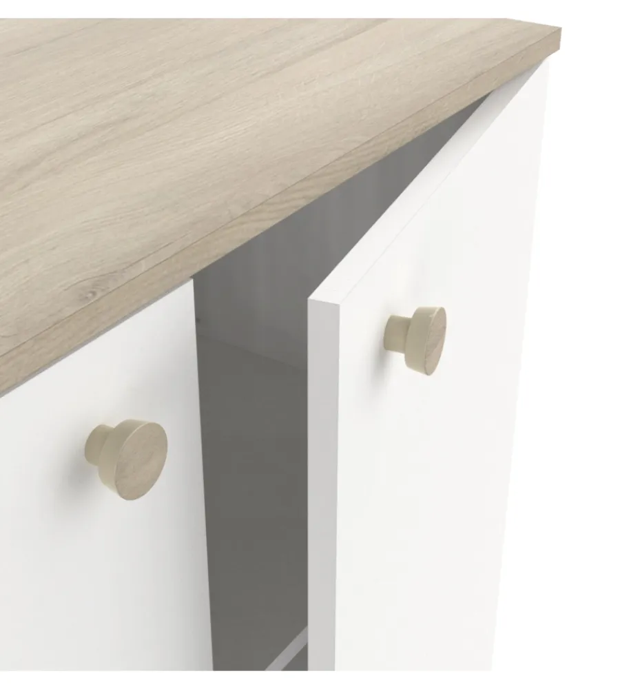 Credenze E Buffet- Mobile 2 ante "izzy" bianco opaco e quercia, 79,7x35,1x104,2 cm