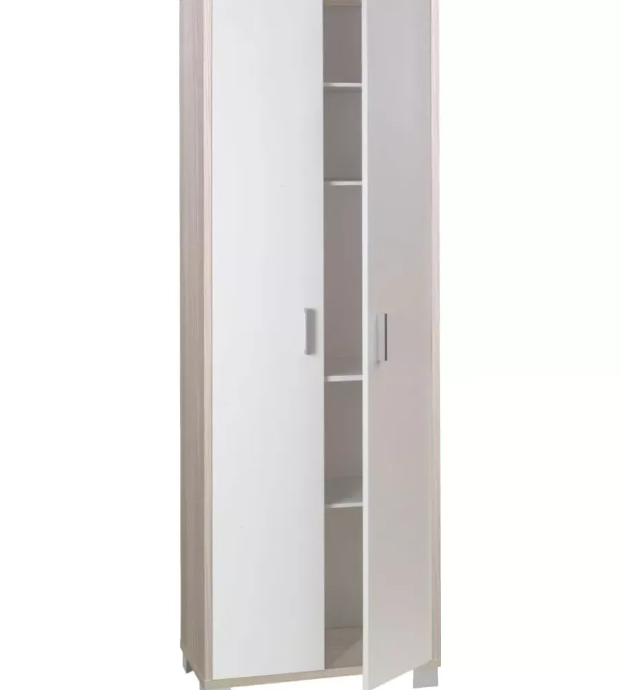 Mobili Multiuso-Sarmog Mobile 2 ante olmo e bianco, 63x183x34 cm